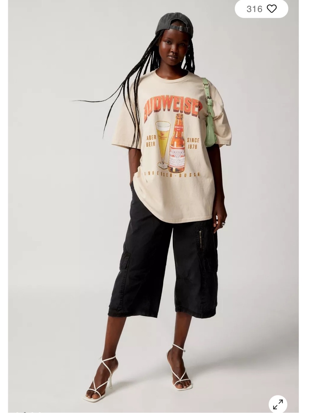 Junk Food Clothing Cream Tee with Red and Brown Budweiser Graphic